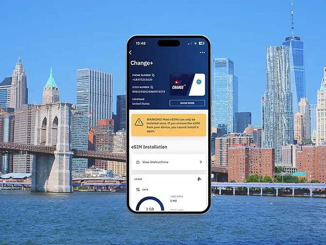 データ、通話、テキストメッセージを備えたアメリカ向けのeSIMの購入