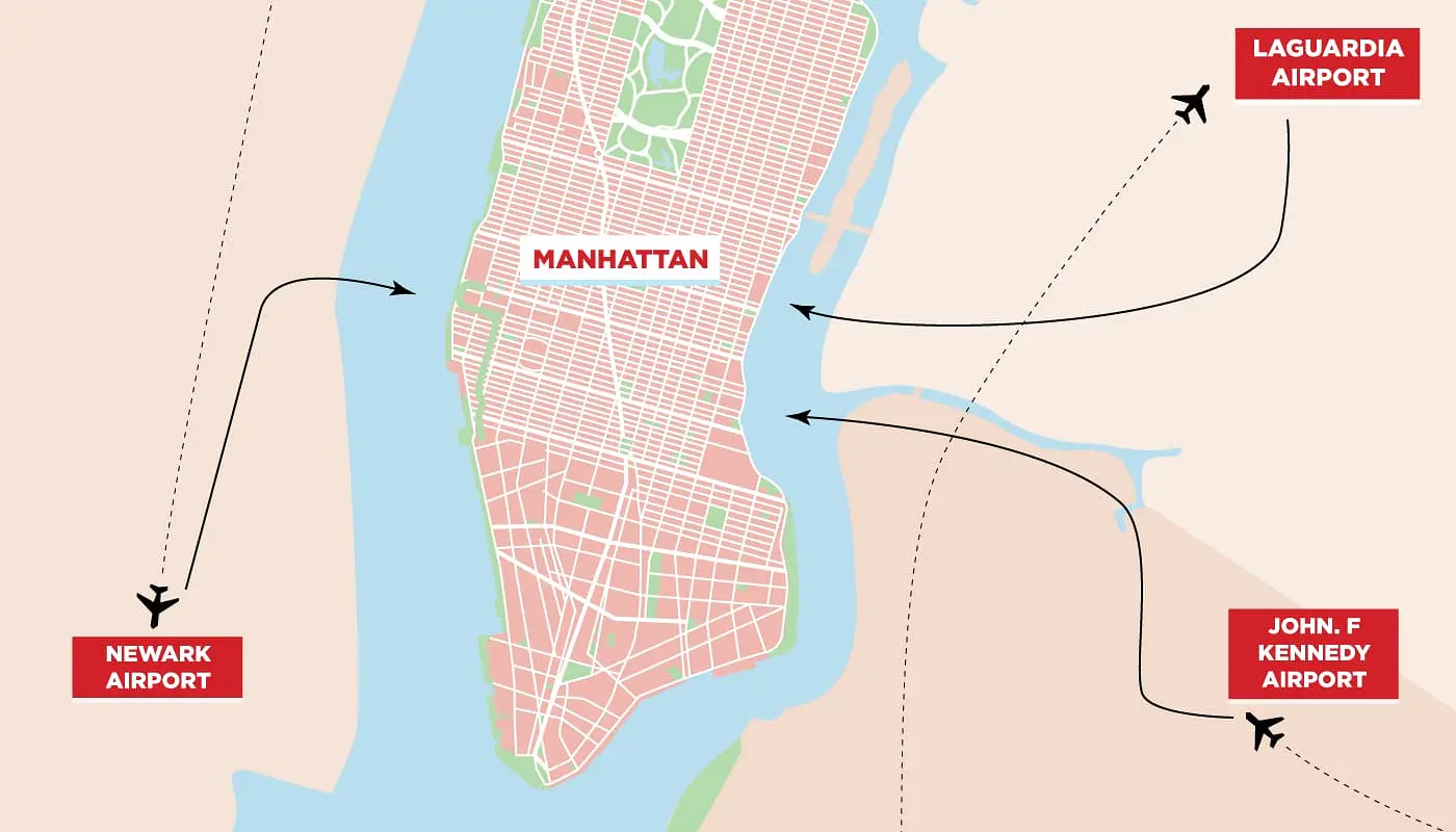 ニューヨークの空港 - 地図